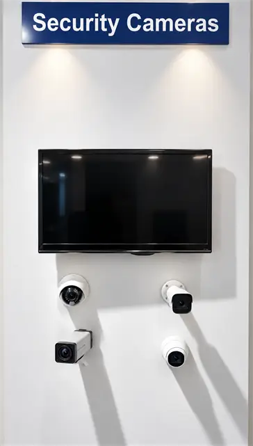 Monitoring screen showing multiple security camera feeds