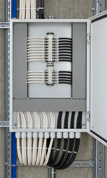 Structured cabling cabinet with neatly routed cables